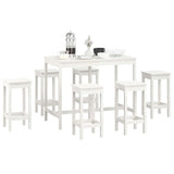 7 Piece Bar Set White Solid Wood Pine 3124708
