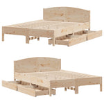 ZNTS Bed Frame without Mattress 135x190 cm Double Solid Wood Pine 3301836