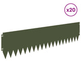 Lawn Edging 20 pcs 103 x 25 cm Steel Olive Green 8008497