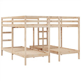 Triple Bunk Bed Frame 200x200/80x200 cm Solid Wood Pine 3308583