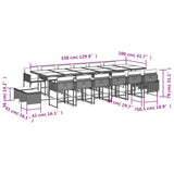 17 Piece Garden Dining Set with Cushions Black Poly Rattan 3211362