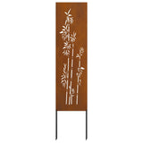 Garden Privacy Screen Floral Rusty 32 x 140 cm Weathering Steel 876230