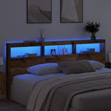 Headboard with Shelf Old Wood 220 x 17 x 102 cm Engineered Wood 886256