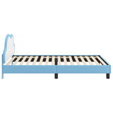 Children's Bed Frame with Headboard Blue 90 x 200 cm PU 42011186