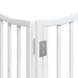 Dog Gate with Door Foldable 8 Panels White 640 cm Poplar Wood 3155618