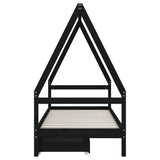 Kids Bed Frame with Drawers Black 80x200 cm Solid Wood Pine 834467
