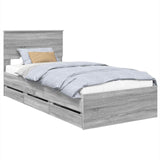 Bed Frame with Drawer Grey Sonoma 100 x 200 cm Engineer Wood 3408017
