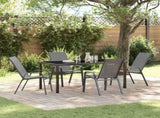 Garden Dining Set 5 pcs Grey and Black Powder-coated Steel 3379124