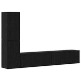 Wall TV Cabinet Wall-mounted 2 pcs Black Oak Engineered Wood 3393271