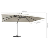 Cantilever Garden Parasol with LED Lights and Aluminium Pole 400x300 cm Sand 47004