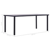 281861 Dining Table Black and Concrete Grey 200x100x75 cm MDF