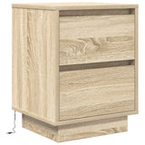 Bedside Cabinets with LED Lights 2 pcs Sonoma Oak 38x34x50 cm 861288