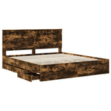 Bed Frame with Drawer Smoked Oak 180 x 200 cm Engineer Wood 3411093