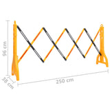 Folding Traffic Barrier Yellow and Black 250x38x96 cm 150988