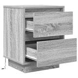 Bedside Cabinets with LED Lights 2 pcs Grey Sonoma 38x34x50 cm 861294