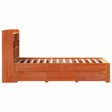 Bookcase Bed without Mattress Wax Brown 100x200 cm Solid Wood Pine 3308968