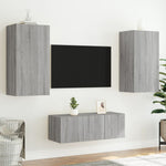 ZNTS 4 Piece TV Wall Units with LED Grey Sonoma Engineered Wood 3216823