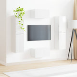 TV Cabinet Set 6 pcs High Gloss White Engineered Wood 3409127