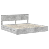 Storage Bed Concrete Grey 200 x 200 cm Engineered Wood 3410766