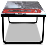 ZNTS Coffee Table with Telephone Booth Printing Glass Top 241176