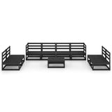 9 Piece Garden Lounge Set Black Solid Pinewood 3075438