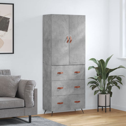Highboard Concrete Grey 69.5x34x180 cm Engineered Wood 3195823