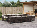 11 Piece Garden Dining Set with Cushions Brown Poly Rattan 3210753