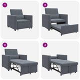 Pull out Sofa Bed Single Dark grey 90 x 165 x 87 cm Velvet 42002698