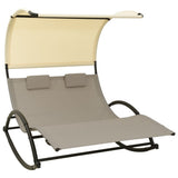 Sun Lounger Taupe and Cream Textilene, Steel Large 310549