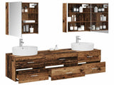 Bathroom Furniture Set 5 pcs Old Wood Engineered Wood and Glass 3406893