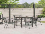 Garden Dining Set 5 pcs Black Poly Rattan 3380891