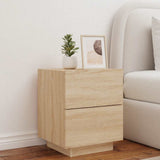 Bedside Cabinet with LED Lights Sonoma Oak Engineered Wood 836739