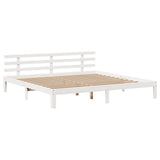 Bed Frame White Solid pine wood, Plywood Double Bed Frame 3306862