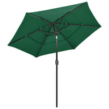3-Tier Garden Parasol with Aluminium Pole Green 2.5 m 313861