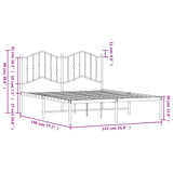 Metal Bed Frame without Mattress with Headboard Black 135x190cm 373788