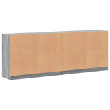 Bookcase with Doors Grey Sonoma 204x37x75 cm Engineered Wood 3206536