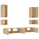 6 Piece TV Wall Cabinets with LED Lights Sonoma Oak 3216890