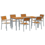 Garden Dining Set 7 pcs Grey Solid Acacia Wood 3284426