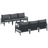 Garden Sofa Set with Cushion 7 pcs Black Steel 3378956