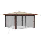 Gazebo with 4 Sidewalls 4 x 4 m Cream and Brown 42036820