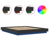Bed Frame with LED Lights without Mattress Black 150x200cm 3281092