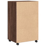 Rolling Cabinet Brown Oak 55x40x91 cm Engineered Wood 853188