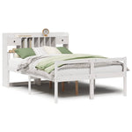 ZNTS Bookcase Bed without Mattress White 140x200 cm Solid Wood Pine 3322056