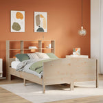 ZNTS Bookcase Bed without Mattress 150x200 cm King Size Solid Wood Pine 3323101