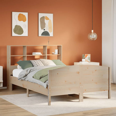 ZNTS Bookcase Bed without Mattress 150x200 cm King Size Solid Wood Pine 3323101