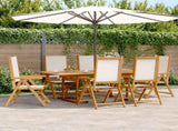 7 Piece Garden Dining Set Cream White Fabric and Solid Wood 3281736