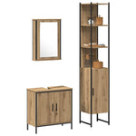 Bathroom Furniture Set with Door 3 pcs Brown 33 x 33 x 185.5 cm 3334400
