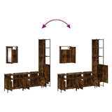 4 Piece Bathroom Furniture Set Smoked Oak Engineered Wood 3214807