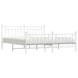 Bed Frame White Powder-Coated Steel 193 x 203 cm Industrial 353610