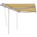 3069918 Manual Retractable Awning with Posts 3,5x2,5 m Yellow and White